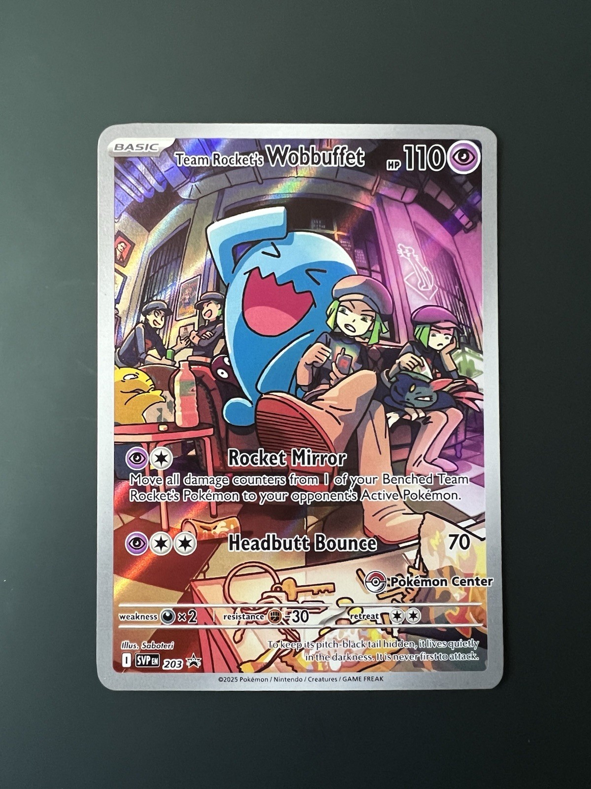 Pokemon TCG Team Rocket's Wobbuffet (Pokemon Center Exclusive)  203 Pokémon Card