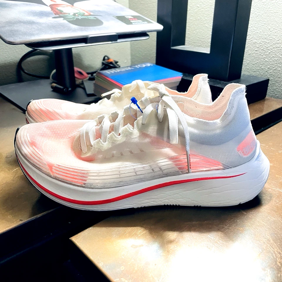 NIKE Zapatos ZOOM Fly SP Blanco Vela Brillante Carmesí Talla US 8 EUR 39 aj8229-106 Foto 3 de 4