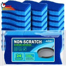 AIDEA Non Scratch Scrub Sponge, 24Count, Sponges for Dishes, Sponges Kitchen, Cl