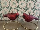 ✨2X RED GLASS CARDINAL BIRD CHRISTMAS ORNAMENTS✨