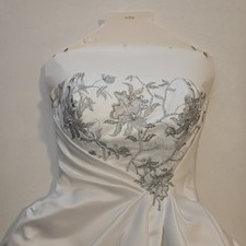 Ashley Jordan White Silver Embroidered Strapless Satin Ball Gown Size 6 Preserve