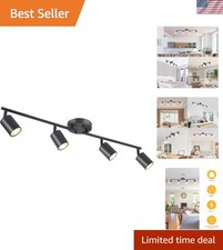 Elegant LED 4 Light Track Lighting Kit, Matte Black - Adjustable Rotatable
