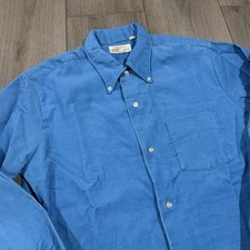 Vtg 70s Brent Montgomery Ward Blue Corduroy Button Down Shirt Men s Small