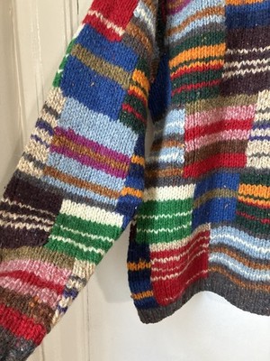 Vintage 1990's J. Crew RARE Patchwork Wool  Sweater Men's Large