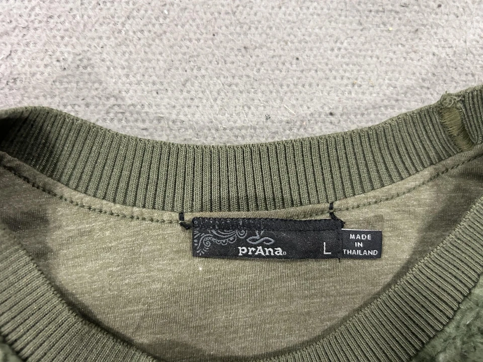 PrAna Suéter Mujer Grande Verde Camuflaje Sherpa Polar Cuello Redondo Pullover Bolsillo Foto 3 de 4
