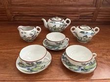 9 Pieces Vintage Hand painted Porcelain Tea Set For 3 Made In Japan 