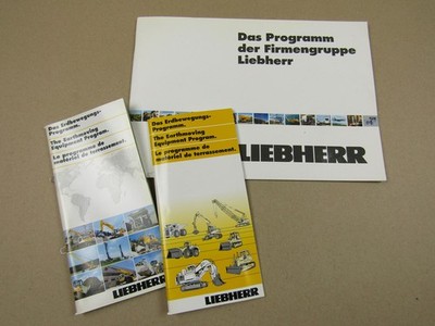 3 brochures Liebherr program books large excavator rope excavator loaders crawlers cranes