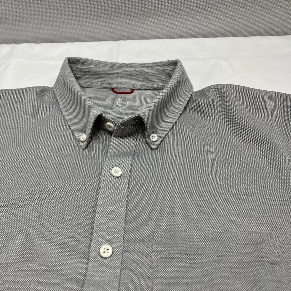 Western Rise Shirt Mens Small Gray Limitless Merino Wool Oxford Button Down Knit - Image 2 of 4