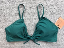 Shade  Shore Bikini Top Womens XL 16 Green Ribbed Tie Front Bralette