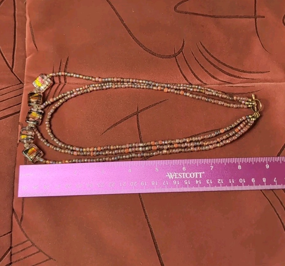 Gorgeous Statement 3-strand Multitone Burgundy an… - image 5