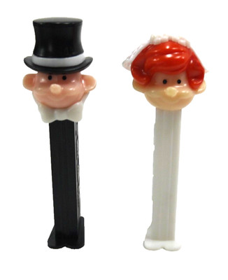 PEZ Bride & Groom set with feet empty candy dispensers made in Slovenia