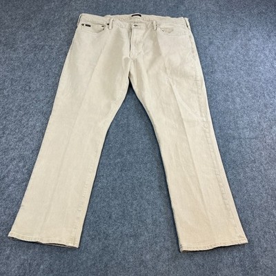 Polo Ralph Lauren Herren Jeans Regular Straight 40 30 helle Waschung creme Stretch Reißverschluss