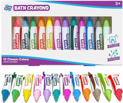 Tub Works Smooth Bath Crayons, 12 Pack - Nontoxic & Washable for Kids