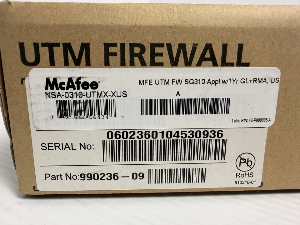 McAfee SG310 UTM Firewall Appliance Vintage Network Security Gateway NIB - Image 3 of 4
