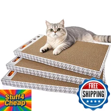 MARKARBARKA 3-Pack Cat Scratching Boards Reversible Cardboard Scratchers Wide