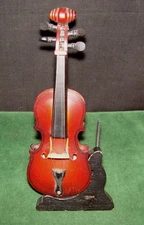 Vintage San Francisco Wood Violin  Music Box & Stand - plays "Somewhere My Love"