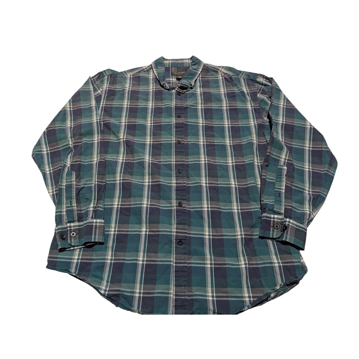 john bartlett dress shirts John Bartlett Shirt Mens XL Green Plaid Consensus Cotton Button Down Long  Sleeve