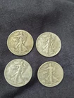 Walking Liberty Half Dollars 90% Silver Circulated- Lot Of 4 - Dates Shown