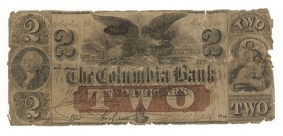 Columbia Bank - $2, 1861 dated Obsolete Note - Paper Money - US - Obsolete