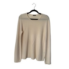 J. Mclaughlin Sweater Size M Beige Ribbed 100 Merino Wool Long Sleeve Pullover