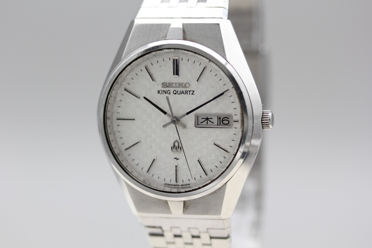 Vtg 1975【Exc+5】SEIKO king Quartz 0853-8030 Snowflake Dial 37mm