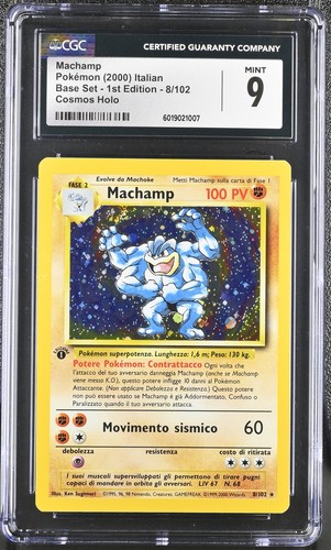 CGC 9 Machamp Italian Base Set 1st Edition 8/102 Cosmos Holo Pokemon Card psa - Picture 1 of 2
