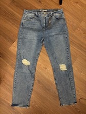 Tractr NWT Diane Mid Rise Distressed Slim Fit Ankle Med Wash Jeans Size 14