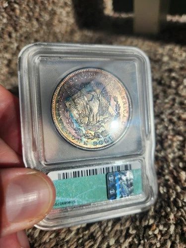 1885-O Morgan Dollar MS63 ICG - Beautiful & Unique End Roll Rainbow Toned