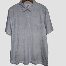 J Crew Knit Goods 100 Cotton Pale Blue White Basket weave Polo Shirt Men's XL