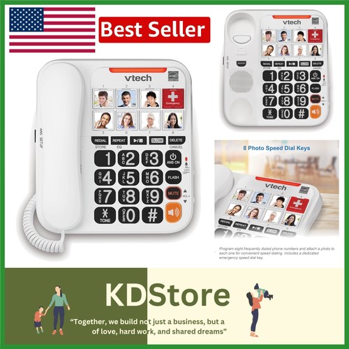 SN1127 Easy-to-Use Corded Phone with Big Buttons & Digital Answering for Seniors