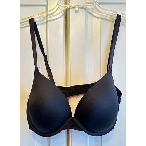 Victoria Secret Black Padded Push Up Bra Black Pink 32DD - Picture 1 of 4