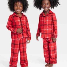 Kids Red Plaid 2 Pc Flannel Matching Pajamas size XL 14 