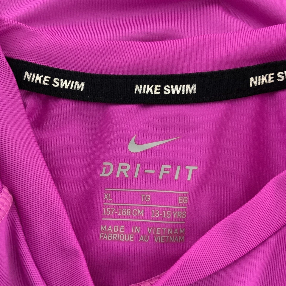 Nike Natación Niñas Dri- Fit Fucsia Manga Larga Top Talla XL (13-15) Años Foto 3 de 4