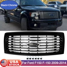 Gloss Black W Chrome Trim Front Upper Grille For 2009-2014 2012 Ford F-150 F150