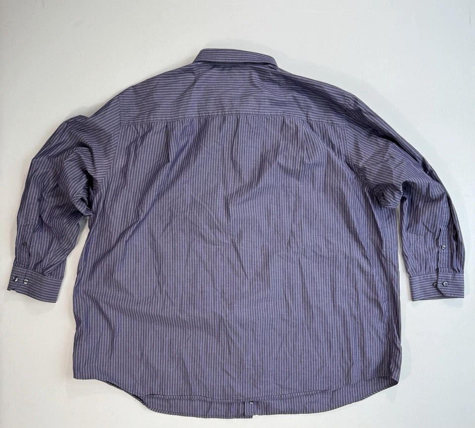 Synrgy Men’s 4XL Button Down Shirt Grey Purple Stripe Preppy Classic Modern - Image 2 of 4