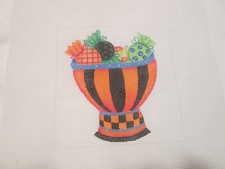 HALLOWEEN CANDY BOWL-NENAH STONE-HANDPAINTED NEEDLEPOINT CANVAS