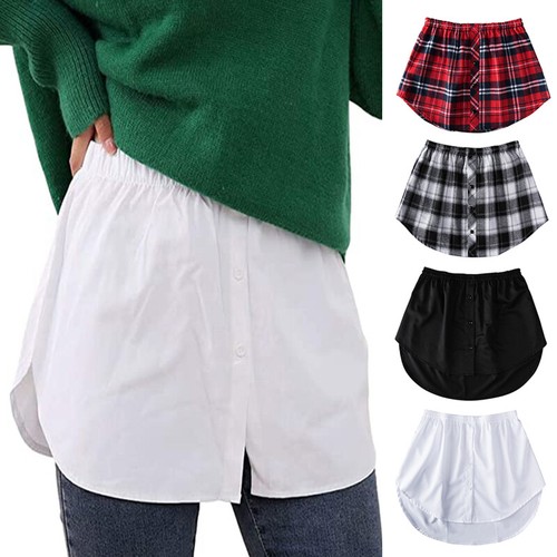 Detachable Women Mini Shirt Tail Skirts Blouse Hem Underskirt Extender Shirt