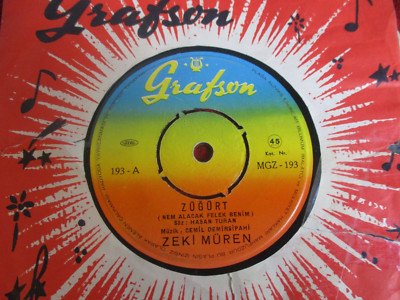 7'' 45rpm ZEKI MÜREN Zugürt / Kahkahali Sarki orig GRAFSON MGZ 193 TÜRK PRESS