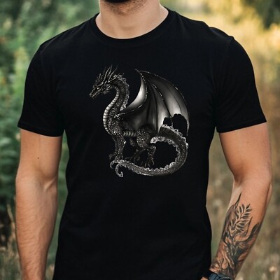 Herren T-Shirt Gothic Dragon Motiv Baumwolle Größe XS bis 5XL