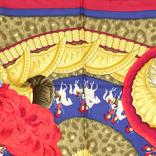 Hermes Scarf CASQUES ET PLUMETS Vintage 90cm Silk Red Blue JULIA ABADIE - 第 8/8 張圖片