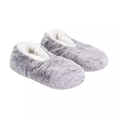 Lemon Women's Plush Slipper Socks Gray S/M (5-7)