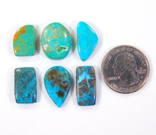 6 Pcs Natural Arizona Turquoise Mix Shape Cabochon Gemstone 43.00 Carat DK 14