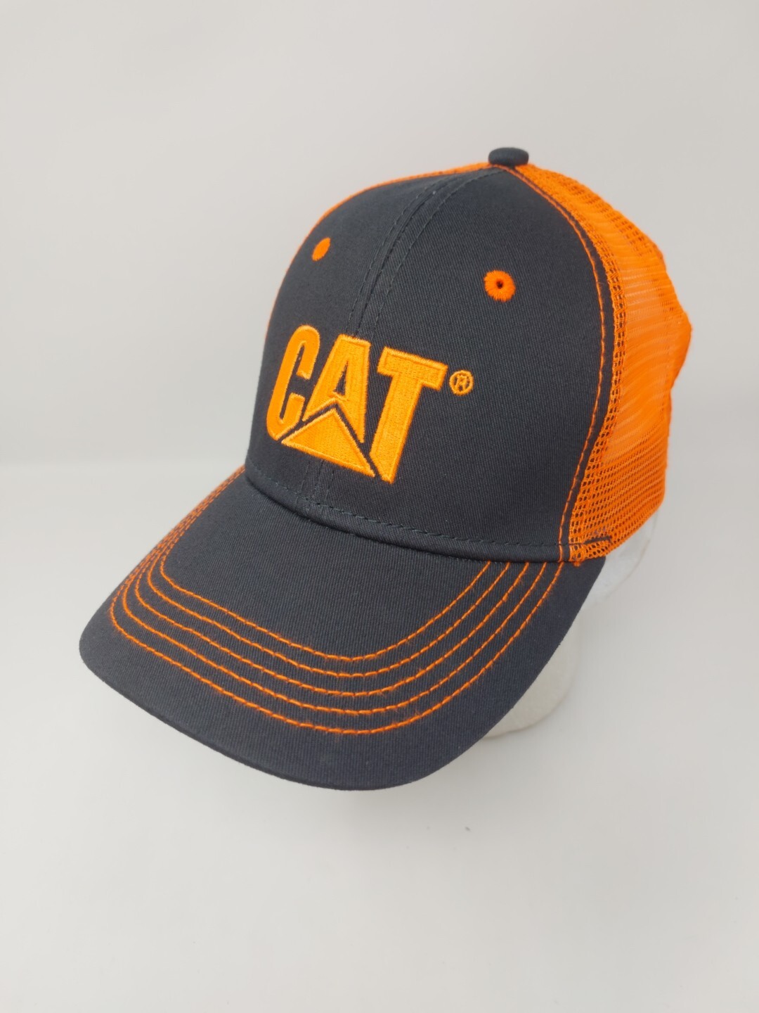 CAT Snapback Hat Adjustable Mesh Back Cap Gray Hu… - image 3