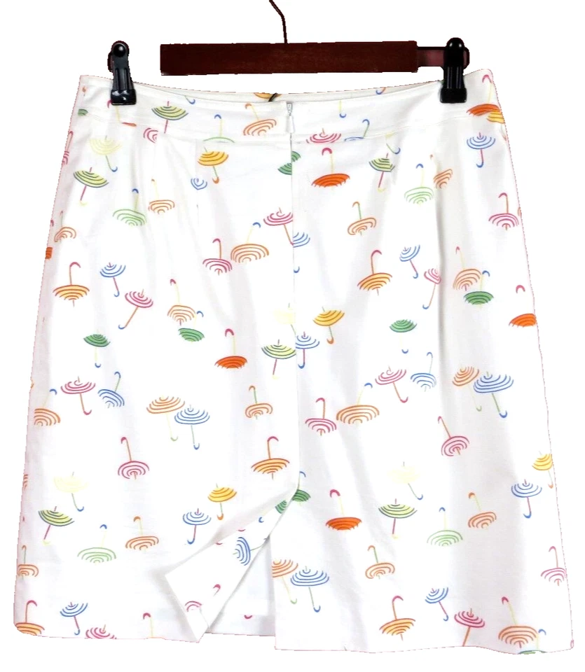 SK07655- GRACE ELEMENTS Mujer 97% Algodón Línea A Falda Coloridos Paraguas 10 COMO NUEVO Foto 2 de 4