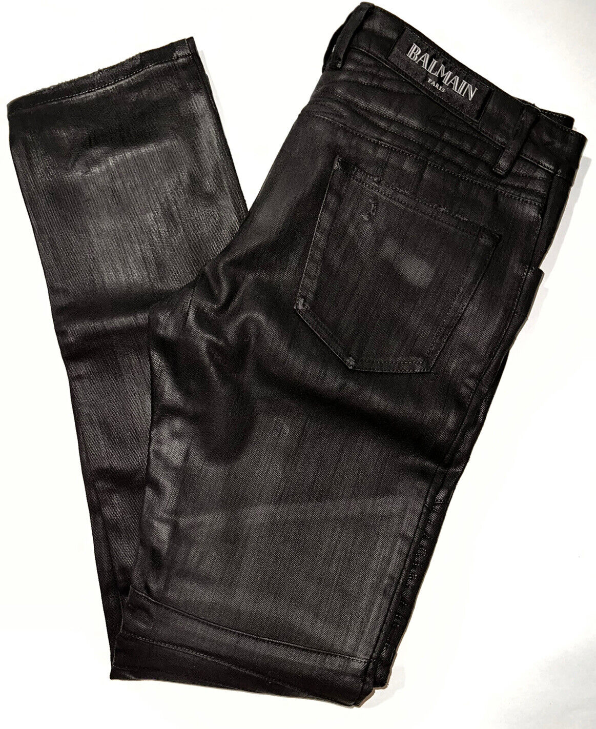 Hævde Skylight Forkortelse Men's Balmain Skinny Biker Shiny Coated Black Jeans | eBay