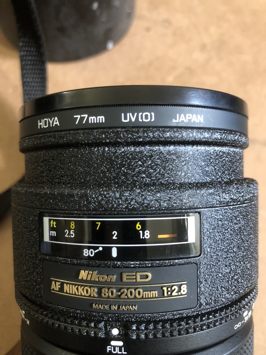 Nikon ED AF Nikkor 80-200mm 1:2.8 w/ Lens Cover, Filter, and CL-43