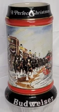 Budweiser "A Perfect Christmas" Collector's Series Holiday Beer Stein Mug 1992