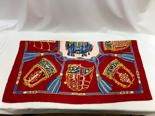 Auth Hermes 100 % Silk Scarf "LES MUSEROLLES" 0J130340n" - 第 3/11 張圖片