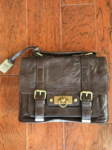 NWOT Frye Cameron Small Distressed Leather Satchel Gray Brown eBay