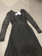 Next New With Tags Black Hi Low Pleated Skirt Dress With Crochet Top 8 RRP £90